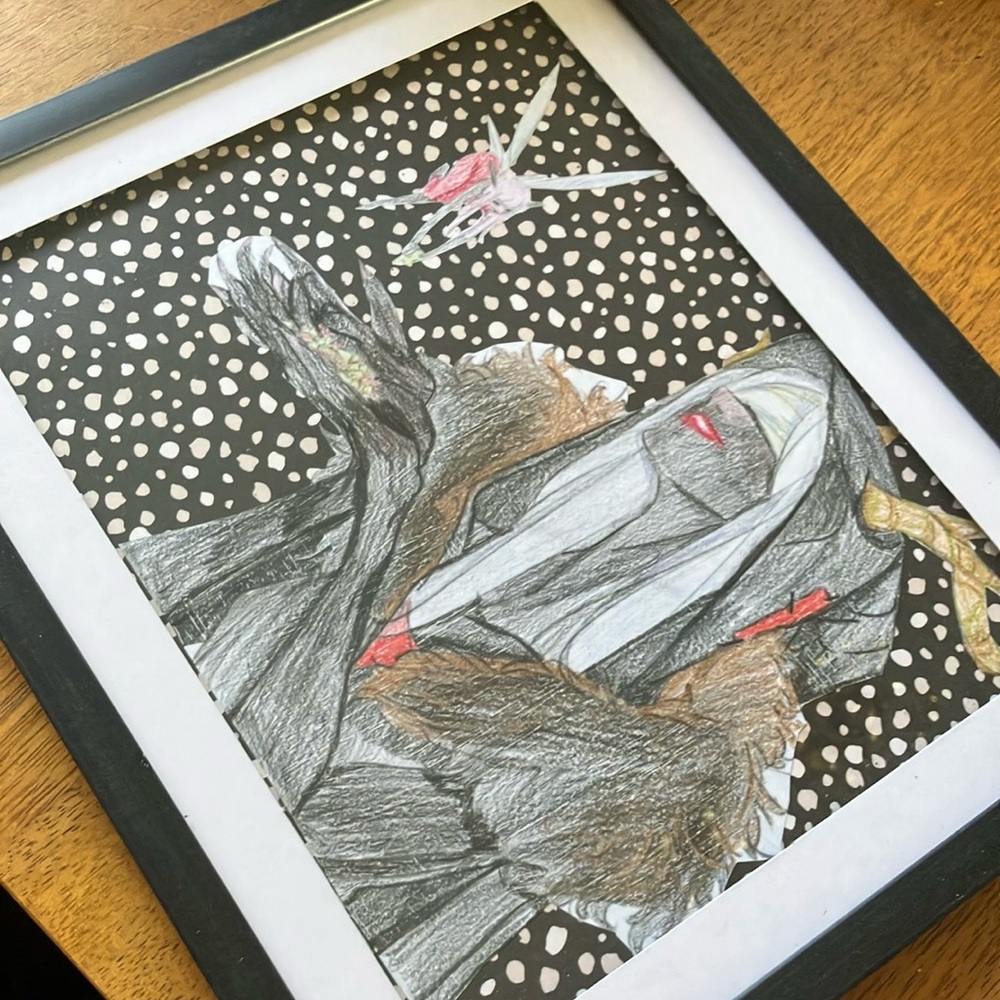 Dynamic Black and White Mixed Media Art